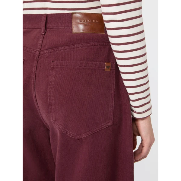 Max Mara Ordine Cotton Drill Barrel Leg Trousers in Bordeaux | Wide leg pants | Coveti