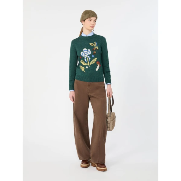 Max Mara Ordine Cotton Drill Barrel Leg Trousers in Brown | Wide leg pants | Coveti