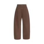 Max Mara Ordine Cotton Drill Barrel Leg Trousers in Brown | Wide leg pants | Coveti