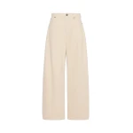 Max Mara Ordine Cotton Drill Barrel Leg Trousers in Ivory | Wide leg pants | Coveti
