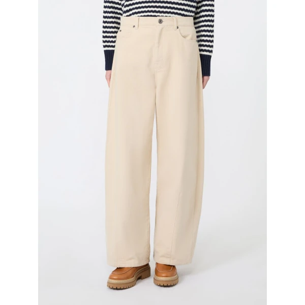 Max Mara Ordine Cotton Drill Barrel Leg Trousers in Ivory | Wide leg pants | Coveti