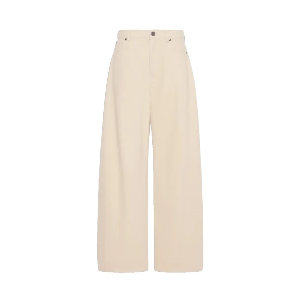 Max Mara Ordine Cotton Drill Barrel Leg Trousers in Ivory | Wide leg pants | Coveti