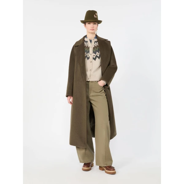 Max Mara Ordine Cotton Drill Barrel Leg Trousers in Khaki | Wide leg pants | Coveti