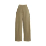 Max Mara Ordine Cotton Drill Barrel Leg Trousers in Khaki | Wide leg pants | Coveti