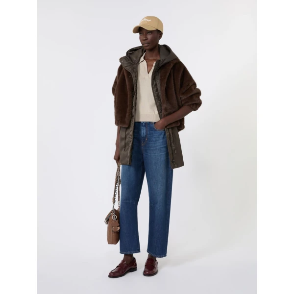 Max Mara Origano Water-Repellent Twill Padded Gilet in Mud | Vests | Coveti