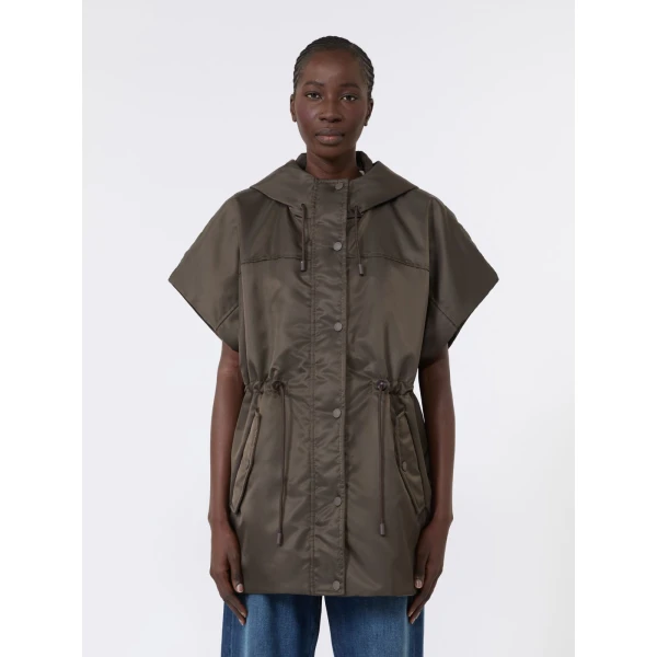 Max Mara Origano Water-Repellent Twill Padded Gilet in Mud | Vests | Coveti