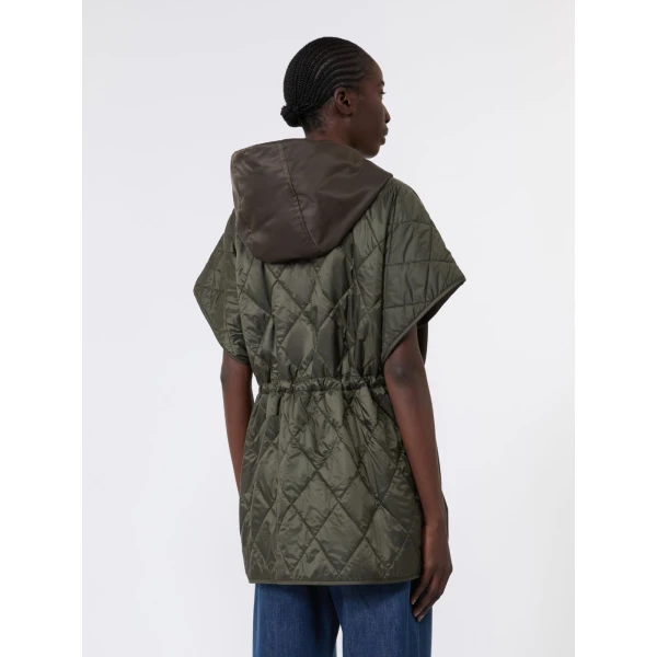 Max Mara Origano Water-Repellent Twill Padded Gilet in Mud | Vests | Coveti