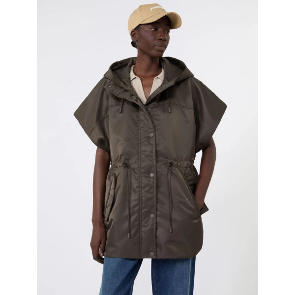 Max Mara Origano Water-Repellent Twill Padded Gilet in Mud | Vests | Coveti