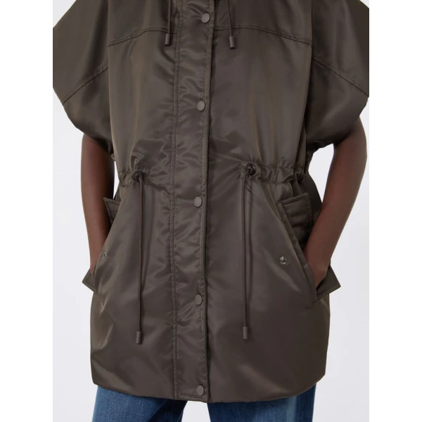 Max Mara Origano Water-Repellent Twill Padded Gilet in Mud | Vests | Coveti