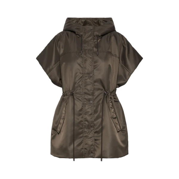 Max Mara Origano Water-Repellent Twill Padded Gilet in Mud | Vests | Coveti