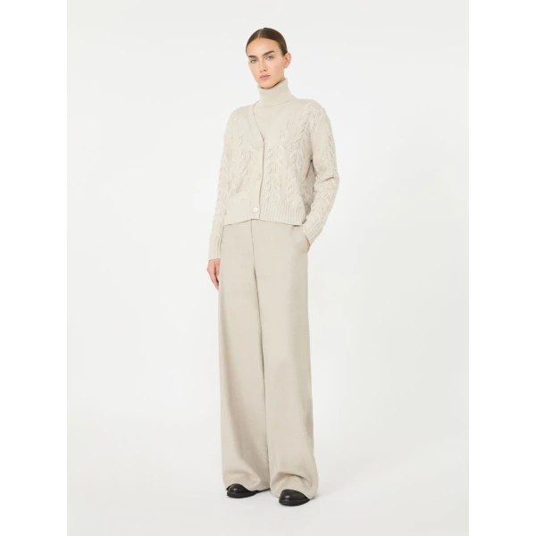 Max Mara Orli Wool and Cashmere Cable Cardigan in Beige | Cardigan | Coveti