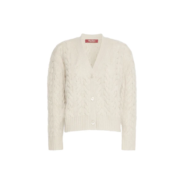 Orli Wool and Cashmere Cable Cardigan in Beige