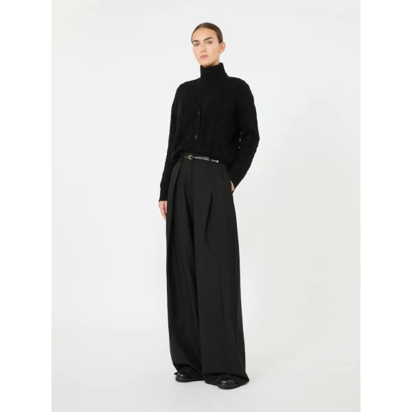 Max Mara Orli Wool and Cashmere Cable Cardigan in Black | Cardigan | Coveti
