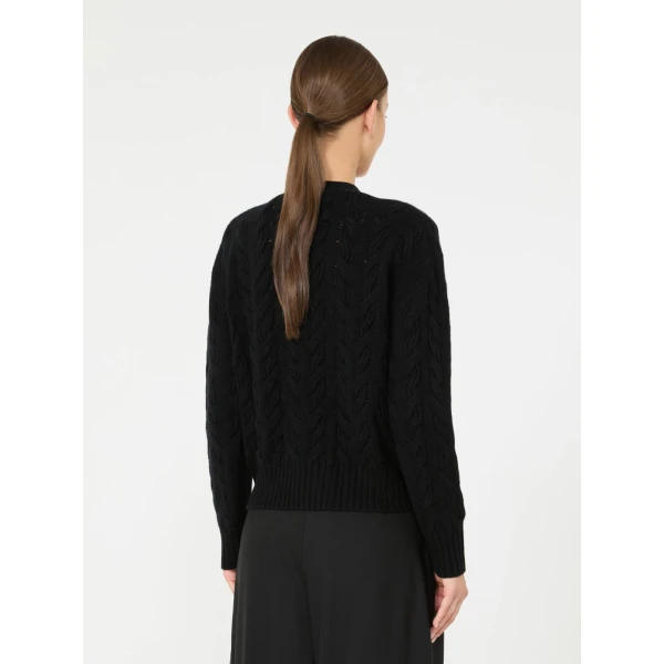 Max Mara Orli Wool and Cashmere Cable Cardigan in Black | Cardigan | Coveti