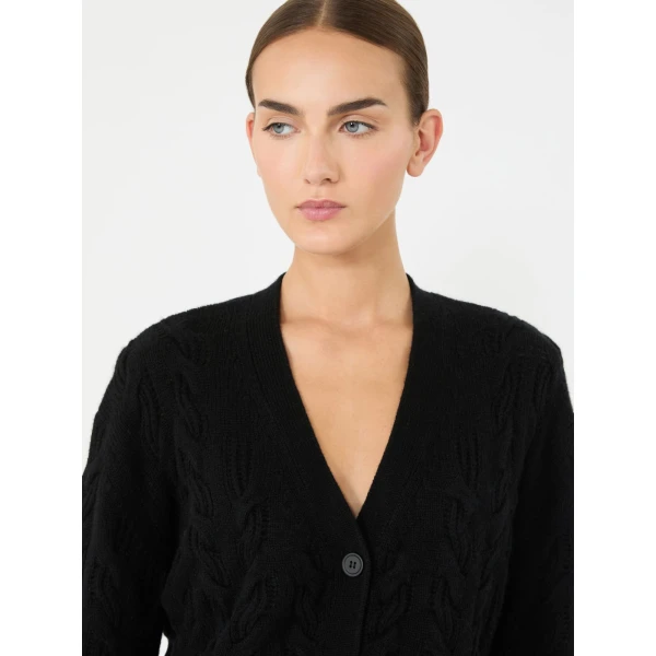 Max Mara Orli Wool and Cashmere Cable Cardigan in Black | Cardigan | Coveti