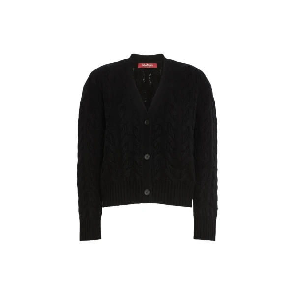 Max Mara Orli Wool and Cashmere Cable Cardigan in Black | Cardigan | Coveti