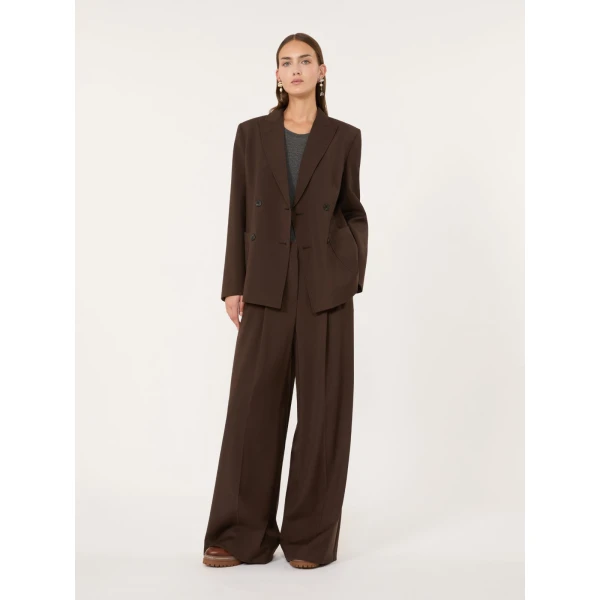 Max Mara Ornati Double-Breasted Wool Blazer in Dark Brown | Blazers | Coveti