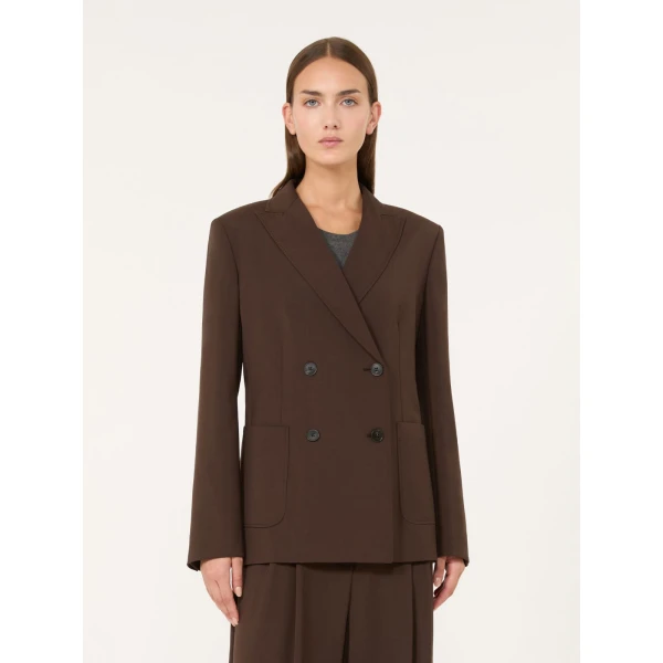 Max Mara Ornati Double-Breasted Wool Blazer in Dark Brown | Blazers | Coveti