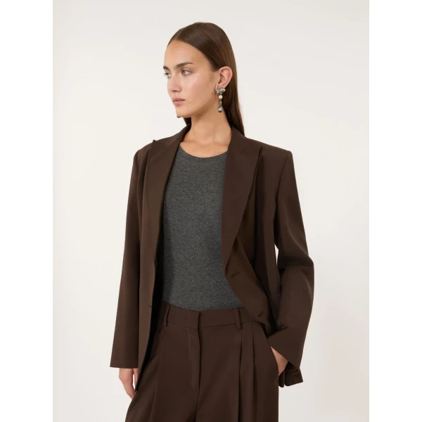 Max Mara Ornati Double-Breasted Wool Blazer in Dark Brown | Blazers | Coveti
