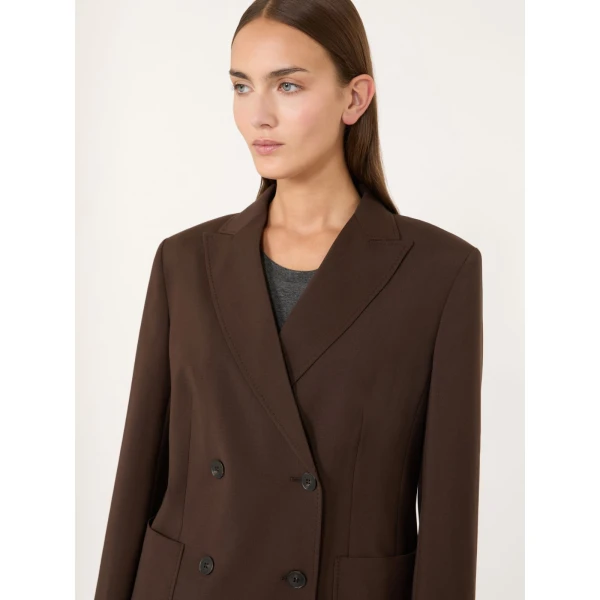 Max Mara Ornati Double-Breasted Wool Blazer in Dark Brown | Blazers | Coveti