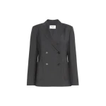 Max Mara Ornati Double-Breasted Wool Blazer in Dark Grey | Blazers | Coveti
