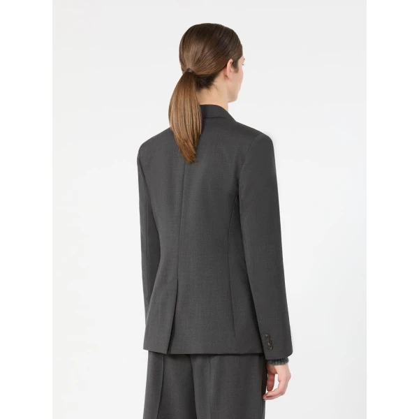 Max Mara Ornati Double-Breasted Wool Blazer in Dark Grey | Blazers | Coveti