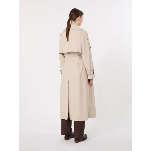 Max Mara Oro Long Double-Breasted Water-Repellent Trench Coat in Beige | Trench Coat | Coveti