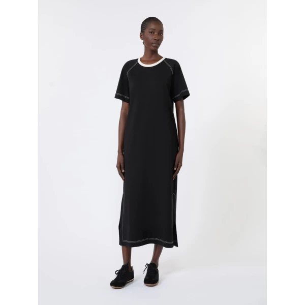 Max Mara Oscuri Long Cotton-Blend Jersey Dress in Black | Maxi Dresses | Coveti