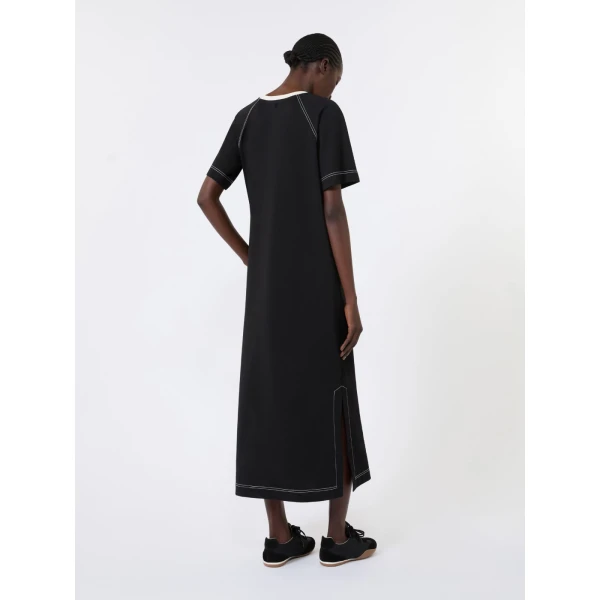 Max Mara Oscuri Long Cotton-Blend Jersey Dress in Black | Maxi Dresses | Coveti