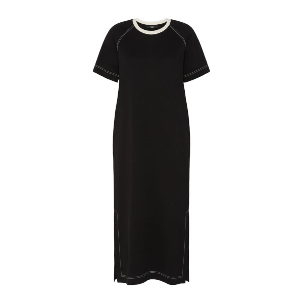 Max Mara Oscuri Long Cotton-Blend Jersey Dress in Black | Maxi Dresses | Coveti