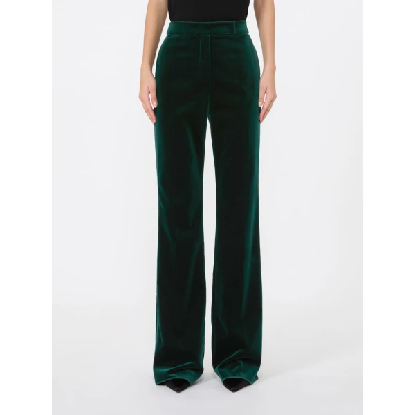 Max Mara Oscuri Velvet Tuxedo Trousers in Emerald | Wide leg pants | Coveti