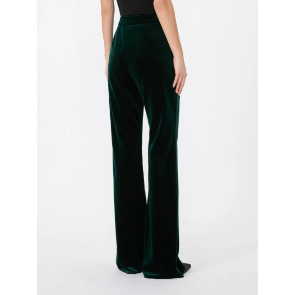 Max Mara Oscuri Velvet Tuxedo Trousers in Emerald | Wide leg pants | Coveti