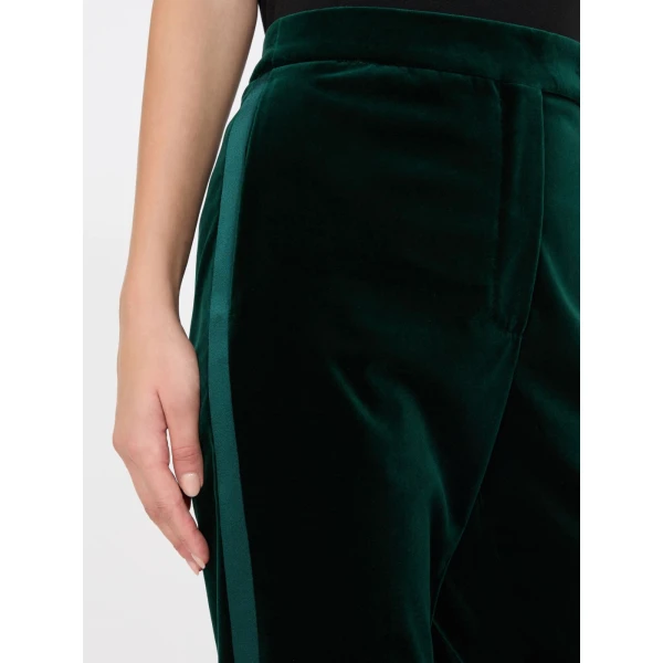 Max Mara Oscuri Velvet Tuxedo Trousers in Emerald | Wide leg pants | Coveti