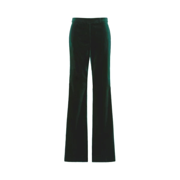 Max Mara Oscuri Velvet Tuxedo Trousers in Emerald | Wide leg pants | Coveti