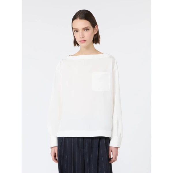 Max Mara Oscuro Cotton Poplin Blouse in White | Blouse | Coveti