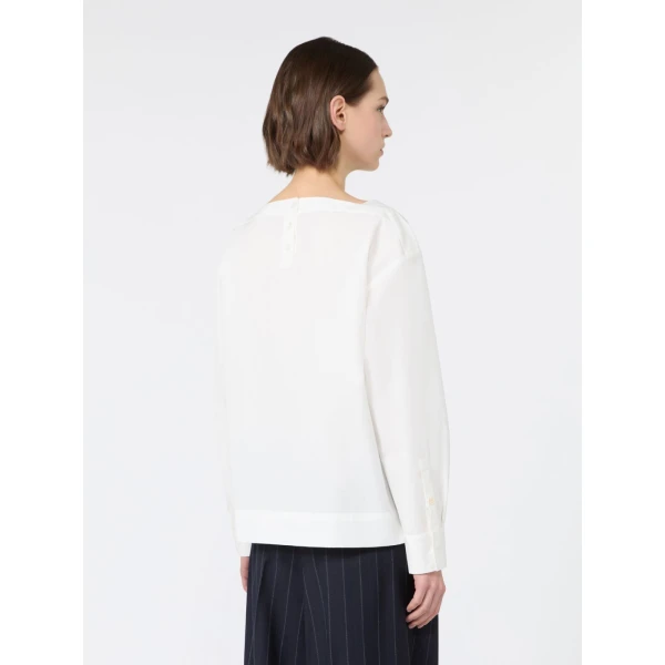 Max Mara Oscuro Cotton Poplin Blouse in White | Blouse | Coveti