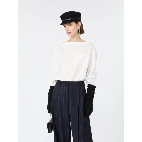Max Mara Oscuro Cotton Poplin Blouse in White | Blouse | Coveti