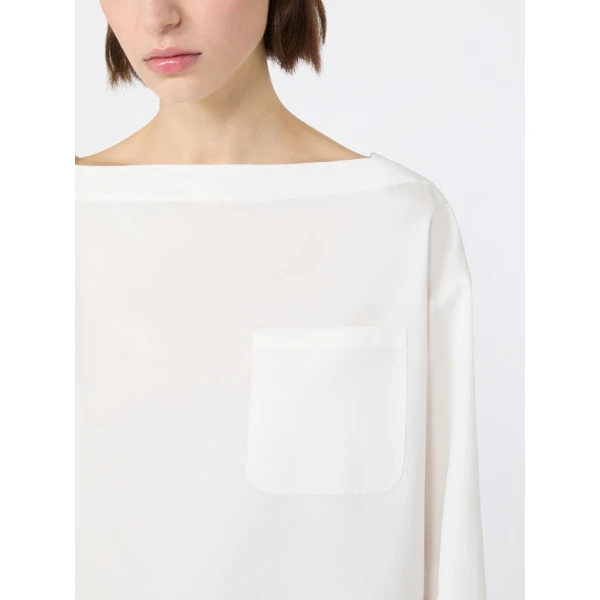 Max Mara Oscuro Cotton Poplin Blouse in White | Blouse | Coveti