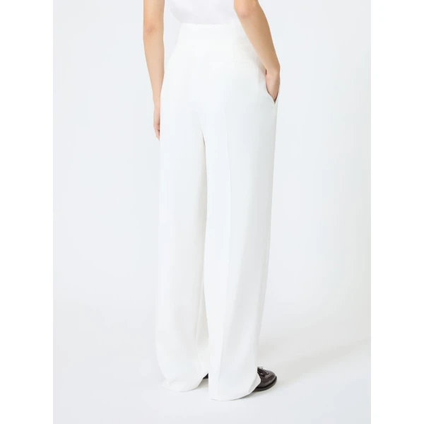 Max Mara Oscuro Slim-Fit Compact Cady Trousers in White | Tailored pants | Coveti