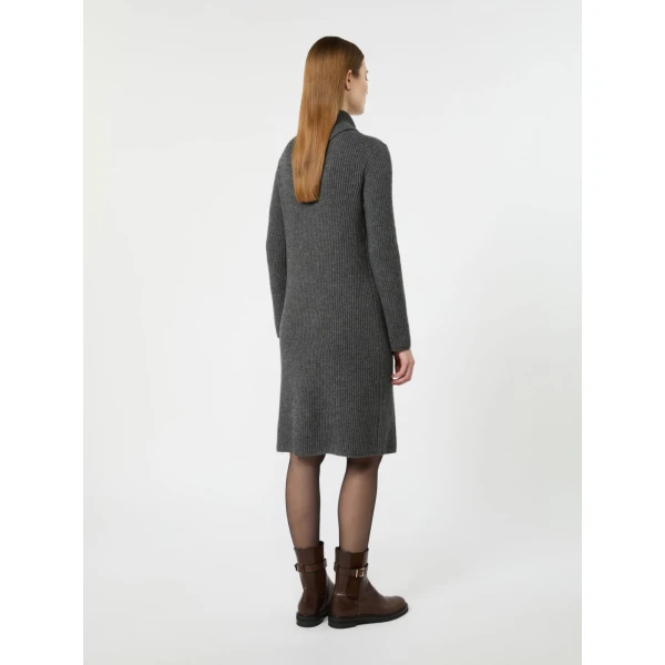 Max Mara Oscuro Wool and Cashmere Knit Midi Dress in Dark Grey | Mini Dresses | Coveti