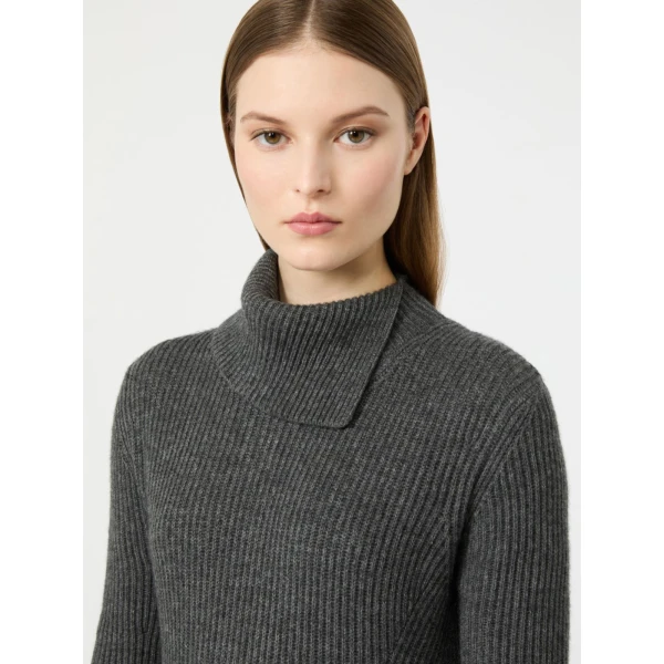 Max Mara Oscuro Wool and Cashmere Knit Midi Dress in Dark Grey | Mini Dresses | Coveti