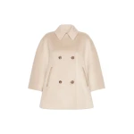 Max Mara Ospite Double-Breasted Cashmere Cape in Sand | Coats | Coveti