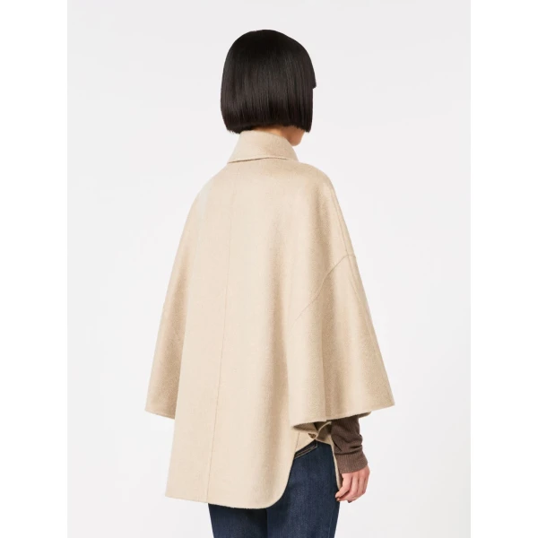 Max Mara Ospite Double-Breasted Cashmere Cape in Sand | Coats | Coveti