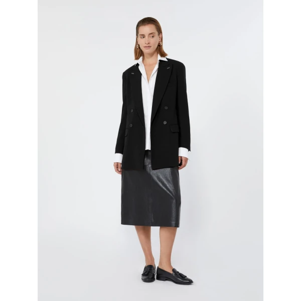Max Mara Osso Double-Breasted Wool Cady Blazer in Black | Blazers | Coveti