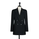 Max Mara Osso Double-Breasted Wool Cady Blazer in Black | Blazers | Coveti