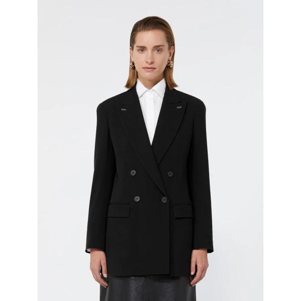 Max Mara Osso Double-Breasted Wool Cady Blazer in Black | Blazers | Coveti