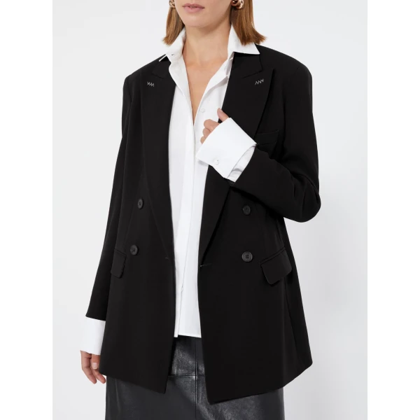 Max Mara Osso Double-Breasted Wool Cady Blazer in Black | Blazers | Coveti