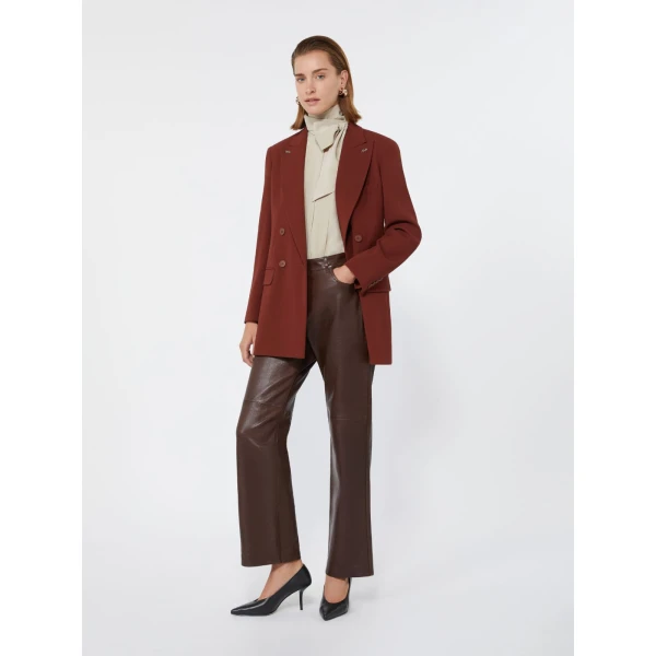 Max Mara Osso Double-Breasted Wool Cady Blazer in Brick Red | Blazers | Coveti