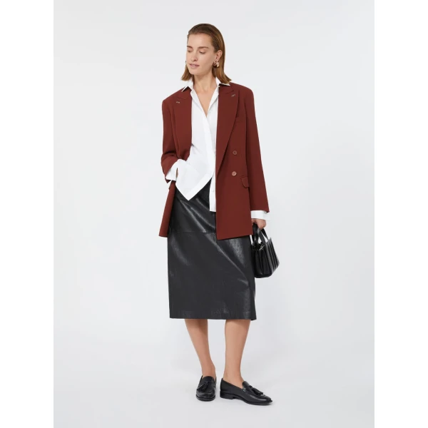 Max Mara Osso Double-Breasted Wool Cady Blazer in Brick Red | Blazers | Coveti