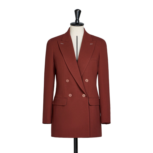 Max Mara Osso Double-Breasted Wool Cady Blazer in Brick Red | Blazers | Coveti